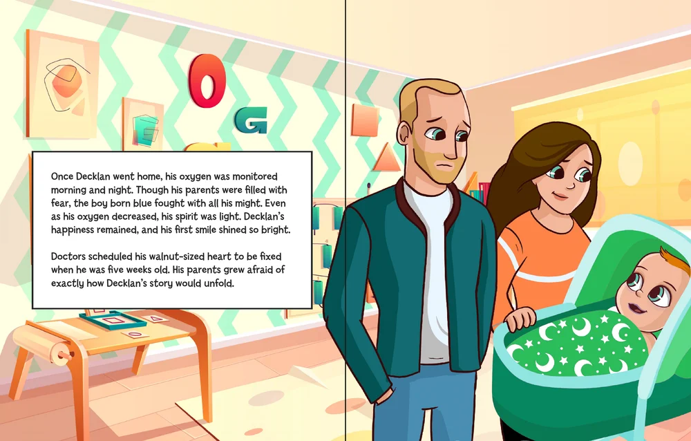An illustrated spread from The Boy Born Blue